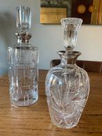 2 kristallen karaffen met zilveren hals, Antiek en Kunst, Antiek | Glas en Kristal, Ophalen of Verzenden