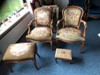 Antieke fauteuils met voetenbankjes louis xv, Ophalen