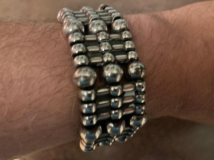 Brede Josh armband, Sieraden, Tassen en Uiterlijk, Armbanden, Zo goed als nieuw, Staal, Zilver, Ophalen