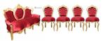 Set / 5 delig barok bankstel met 4 stoelen antiek rood goud, Antiek en Kunst, Antiek | Meubels | Stoelen en Banken, Ophalen of Verzenden