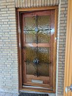 buitendeur Meranti met smeedwerk scheepsmotief, 100 euro, Ophalen, Gebruikt, 80 tot 100 cm, Glas