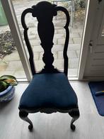 Antieke eetkamerstoelen, 6 stuks, blauwe zitting, Ophalen