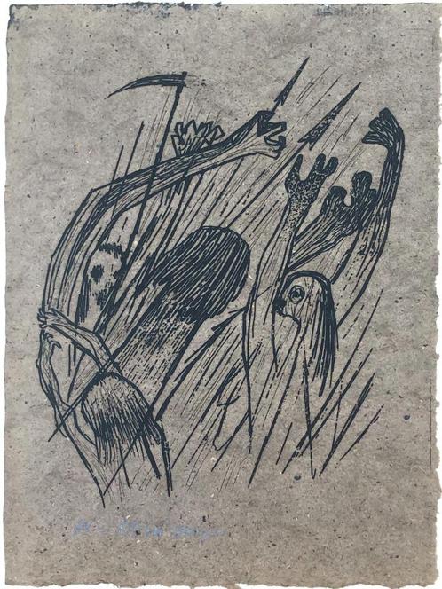 Harry van Kruiningen (1906-1996) Ets 'Opstand' 1956. Gesigne, Antiek en Kunst, Kunst | Etsen en Gravures, Ophalen of Verzenden