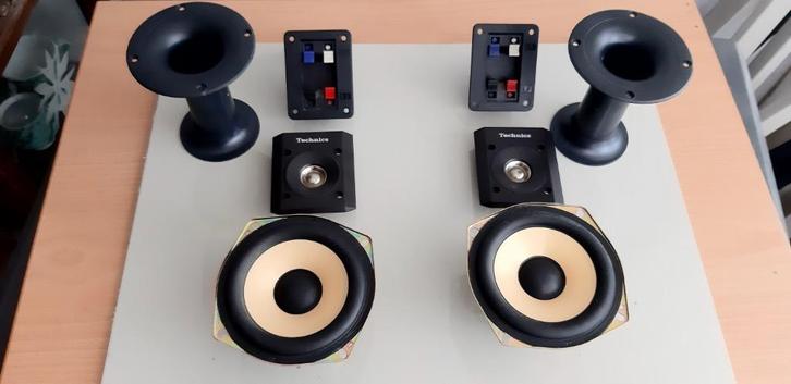 Technics speaker kit, 2x T12PL32a6 + 2x T16KH02E6, Audio, Tv en Foto, Luidsprekers, Zo goed als nieuw, Front, Rear of Stereo speakers