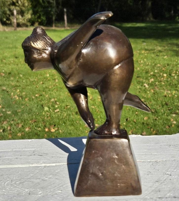 DIKKE DAME / bronzen beeld / gebogen, Antiek en Kunst, Kunst | Beelden en Houtsnijwerken, Ophalen of Verzenden