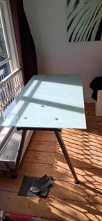 glazen tafel, Huis en Inrichting, Tafels | Eettafels, Ophalen, 100 tot 150 cm, Tot twee personen, 50 tot 100 cm