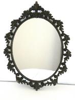 Vintage, Barok, sierlijke spiegel, ovaal, metalen rand., Minder dan 50 cm, Gebruikt, Onbekend, Ophalen of Verzenden