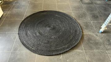 Jute vloerkleed zwart - 160 cm - rond - #6 beschikbaar voor biedingen