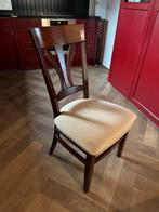 6 Houten Stoelen met Stoffen Zitting, Ophalen, Gebruikt, Bruin, Vijf, Zes of meer stoelen