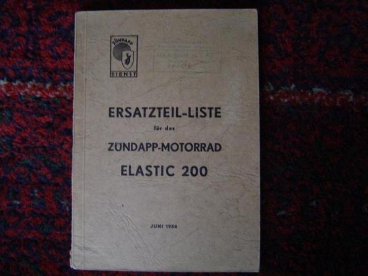Zündapp Elastic 200 1954 motorrad ersatzteil liste onderdele, Motoren, Handleidingen en Instructieboekjes, Overige merken, Ophalen of Verzenden