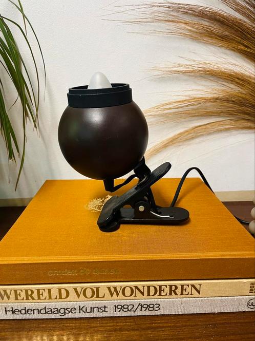 Prachtige vintage space age eyeball lamp bruin zwart klem, Huis en Inrichting, Lampen | Spots, Zo goed als nieuw, Ophalen of Verzenden