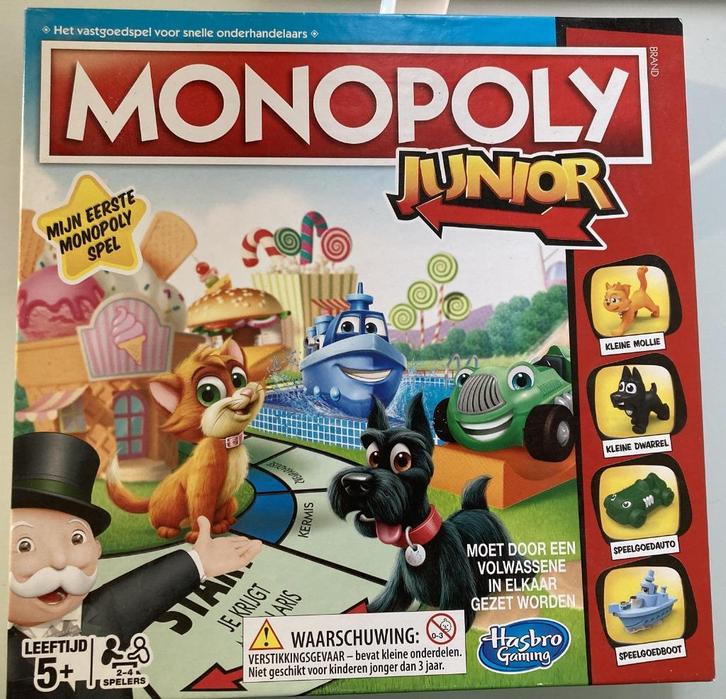Monopoly Junior, Hobby en Vrije tijd, Gezelschapsspellen | Bordspellen, Zo goed als nieuw, Een of twee spelers, Drie of vier spelers