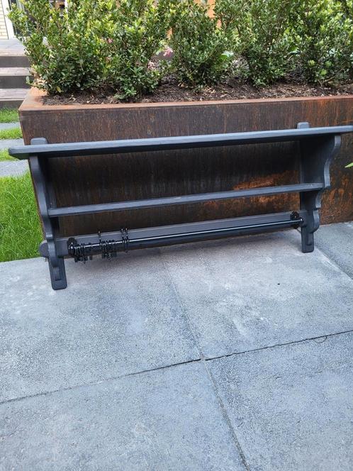 Wandrek / regaal hout, antraciet, Huis en Inrichting, Woonaccessoires | Wandplanken en Boekenplanken, Zo goed als nieuw, Ophalen