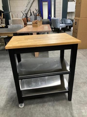 keuken trolley hout met metaal 2 wieltjes  ALS NIEUW beschikbaar voor biedingen