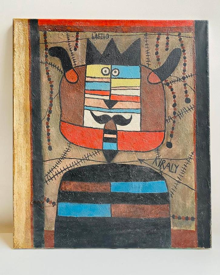 Abstract olieverf schilderij van Laszlo Kiraly, Antiek en Kunst, Kunst | Schilderijen | Abstract, Ophalen of Verzenden