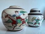 China Set 2 Porselein Nanking Gemberpot~Krijgers Oudheid 30s, Ophalen of Verzenden