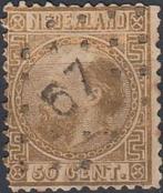Nederland-1867-1868- Willem III-12-Puntstempel 67-Leeuwarden, Verzenden, T/m 1940, Gestempeld