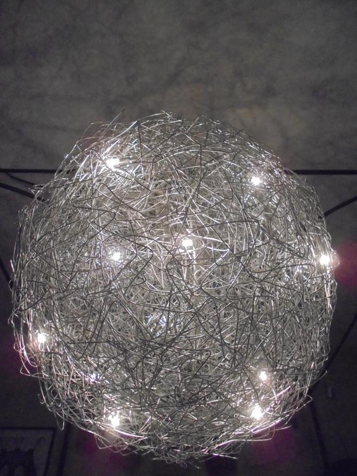 "Fil de Fer" hang- of vloerlamp, 80 cm diameter (geen C&S)., Huis en Inrichting, Lampen | Hanglampen, Gebruikt, 75 cm of meer