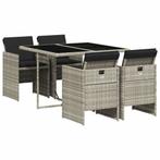 Tuinset Venus 4 stoelen Met Kussens Poly Rattan Lichtgrijs, Wicker, Tuinset, Eettafel, Verzenden