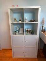 Kallax Ikea vakkenkast 4 open en 4 deurtjes - hoogglans wit, Ophalen, 50 tot 100 cm, Zo goed als nieuw, 150 tot 200 cm