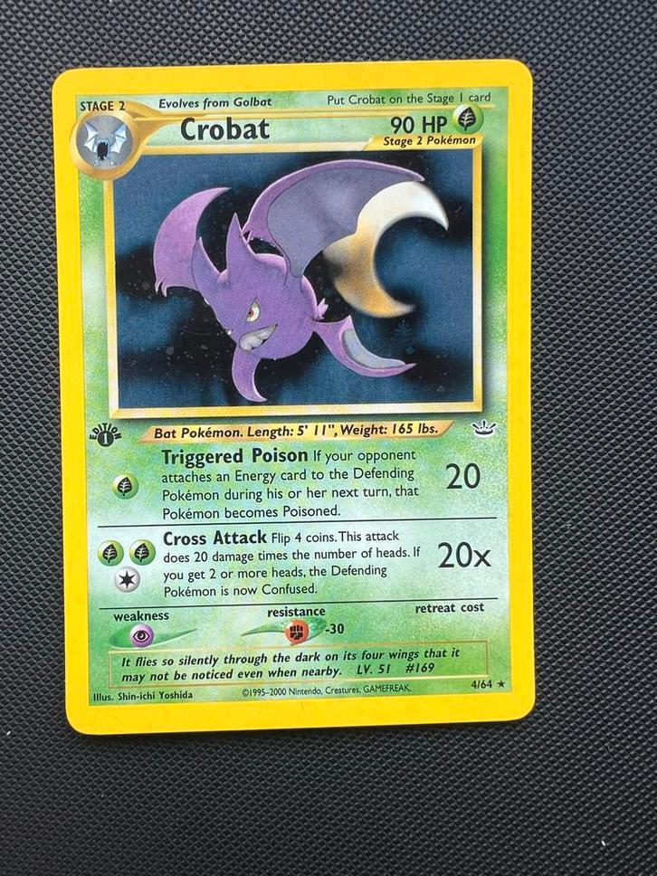 Crobat 4/64 - Neo Revelation 1st Edition, Hobby en Vrije tijd, Verzamelkaartspellen | Pokémon, Gebruikt, Losse kaart, Ophalen of Verzenden