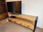 TV Meubel van Mangohout en zwart stalen frame, Huis en Inrichting, Kasten | Televisiemeubels, Ophalen, 150 tot 200 cm, Zo goed als nieuw