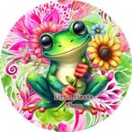 LF3984 ouwel kikker 20x4,7cm eetbare cupcake rondjes vers, Ophalen of Verzenden, Nieuw, Cupcakes, Versiering