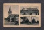 Enschede Kerk Markt Hoogere Textielschool Heekpark 1955., Ophalen of Verzenden, 1940 tot 1960, Gelopen, Overijssel