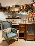 Prachtige oude landelijke antieke franse fauteuils blauw, Ophalen of Verzenden