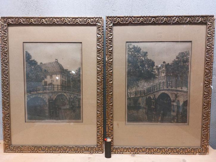 Cornelis Brandenburg Etsen - Set van Twee, Antiek en Kunst, Kunst | Etsen en Gravures, Ophalen of Verzenden
