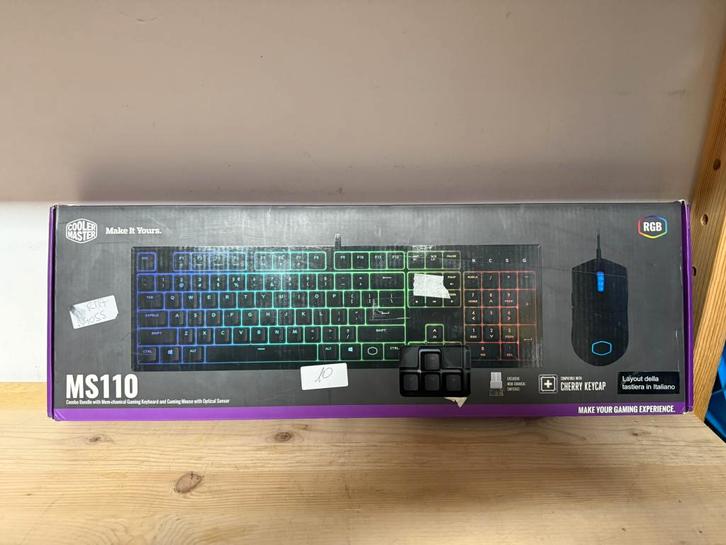 Cooler Master MS110, Computers en Software, Toetsenborden, Zo goed als nieuw, Qwerty, Bedraad, Ergonomisch, Toetsenbord en muis-set