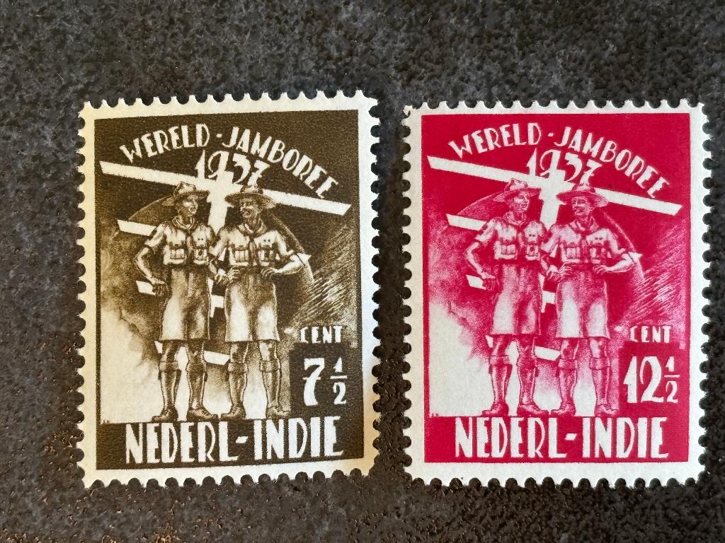 1937 NVPH 226-227, Wereld jamboree, Ongebruikt, Postzegels en Munten, Postzegels | Nederlands-Indië en Nieuw-Guinea, Nederlands-Indië