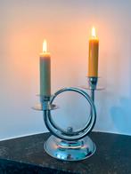 Art Deco verchroomde kandelaar Demeyere, Antiek en Kunst, Ophalen of Verzenden, Overige materialen