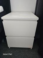 Malm nachtkastje 2 lades, Ophalen, Minder dan 45 cm, 55 tot 70 cm, Zo goed als nieuw