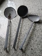 Vintage blauw gewolkte pollepels, Ophalen, Gebruikt, Overige materialen, Los bestek