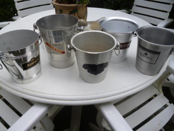 aluminium champagne koelers, Huis en Inrichting, Woonaccessoires | Wijnrekken, Zo goed als nieuw, Minder dan 50 cm, Metaal, Minder dan 5 flessen