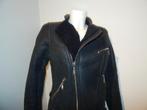 Maje zwarte leren lammy jas stoere look warm M, Maat 38/40 (M), Verzenden, Zwart, Maje