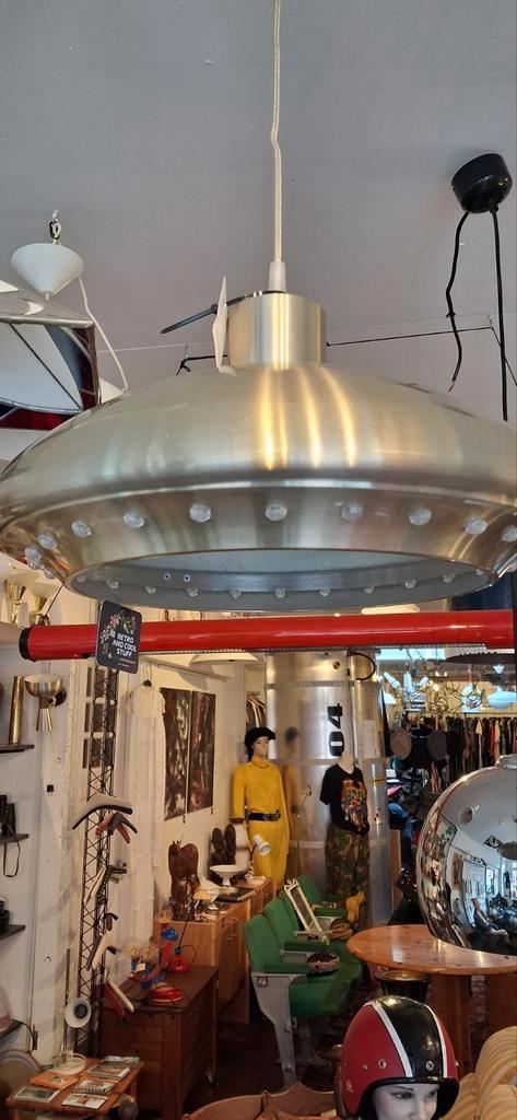 Vintage space age hanglamp, Huis en Inrichting, Lampen | Hanglampen, Zo goed als nieuw, Minder dan 50 cm, Metaal, Ophalen of Verzenden