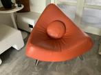 Design fauteuil leer kleur terra, design Paul Falkenberg, Ophalen, Gebruikt, 50 tot 75 cm, Leer