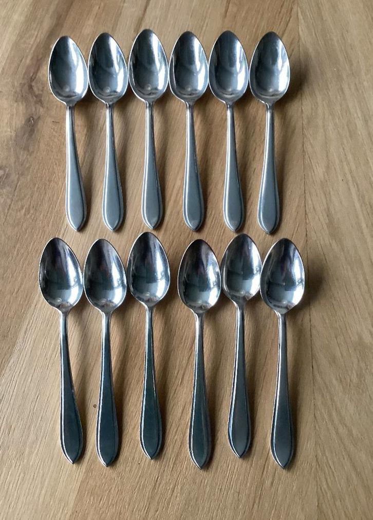 Keltum P8 Puntfilet Nescafé dessertlepels (12x), Antiek en Kunst, Antiek | Bestek, Ophalen of Verzenden