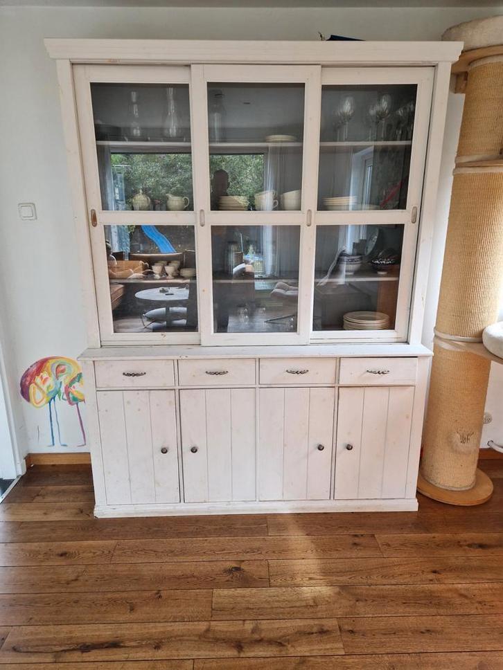 Witte Buffetkast met Schuifdeuren, Huis en Inrichting, Kasten | Buffetkasten, Gebruikt, 200 cm of meer, 150 tot 200 cm, 25 tot 50 cm
