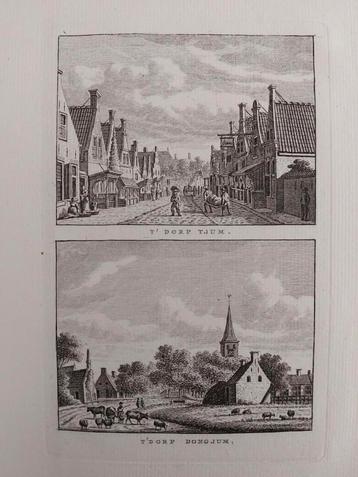 228-229 / Dorp Tjum en Dongjum Gravure uit 1790 beschikbaar voor biedingen