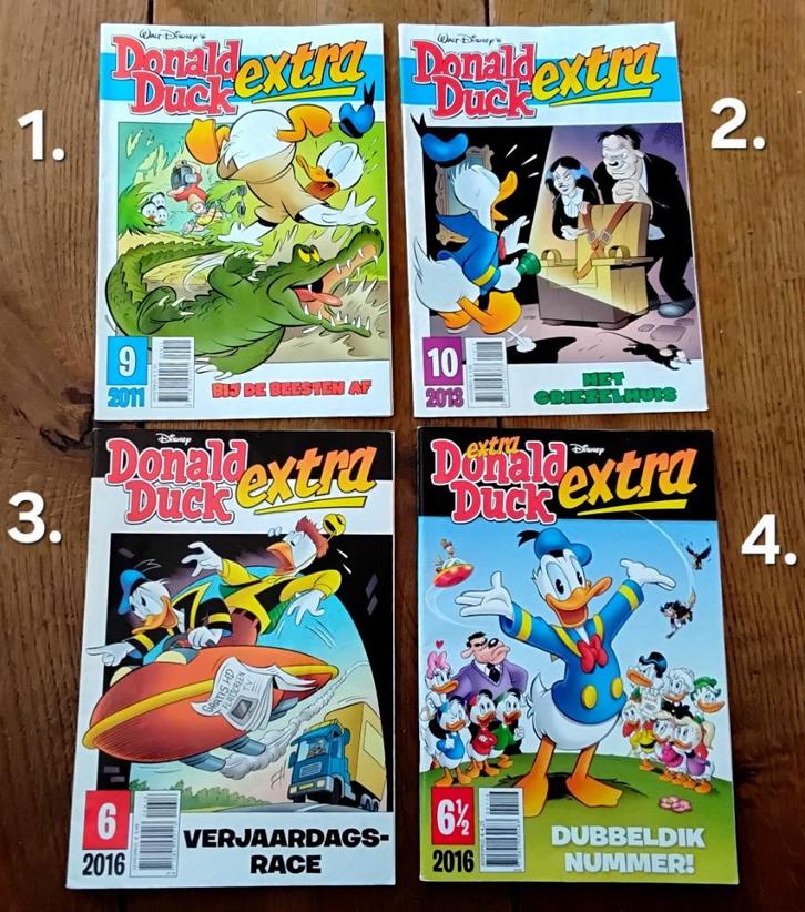 4x donald duck extra - walt disney, Boeken, Stripboeken, Gelezen, Meerdere stripboeken, Ophalen of Verzenden