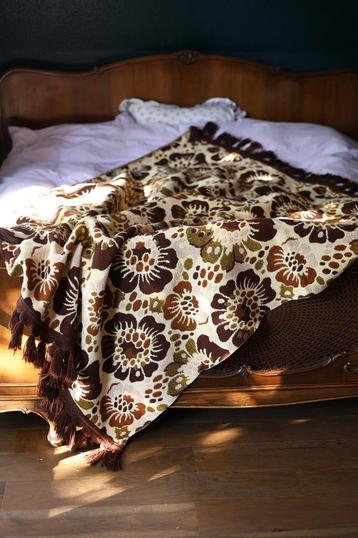 Grote vintage bloemendeken – 210 x 215 cm – jaren 70 stijl beschikbaar voor biedingen