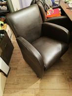 6 Bruine Eettafel Stoelen op Wieltjes, Ophalen, Gebruikt, Bruin, Leer