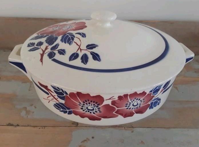 Mooie Franse brocante dekschaal-K&G Lunéville France Régine, Antiek en Kunst, Antiek | Servies los, Ophalen of Verzenden