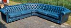 Engelse Chesterfield Springvale hoekbank blauw leer +BEZORGD, Ophalen of Verzenden, Zo goed als nieuw, Leer, Chesterfield