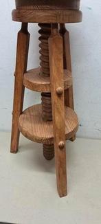 vintage oude hardhouten barkruk draaiend verstelbaar, 1 kruk, Ophalen of Verzenden, Gebruikt, 60 tot 90 cm