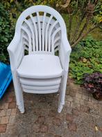stapelbare witte Hartman volkunststof tuin- of bijzetstoelen, Ophalen, Gebruikt, Kunststof, Stapelbaar