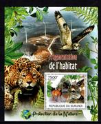 burundi 2012 pf blok wildlife uilen zoogdieren panter vogels, Ophalen of Verzenden, Postfris, Dier of Natuur